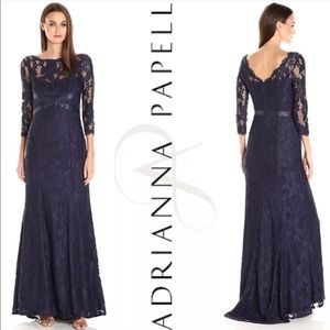 NWT Adrianna Papell Evening Dress Navy Lace